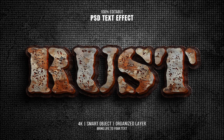 PSD rust metal text effect