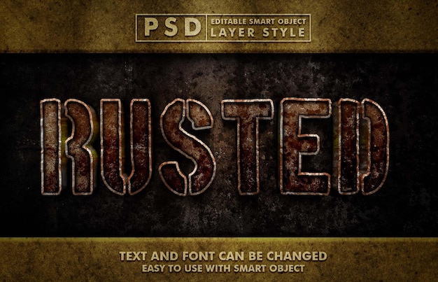 Rusted 3d realistic text effect premium psd