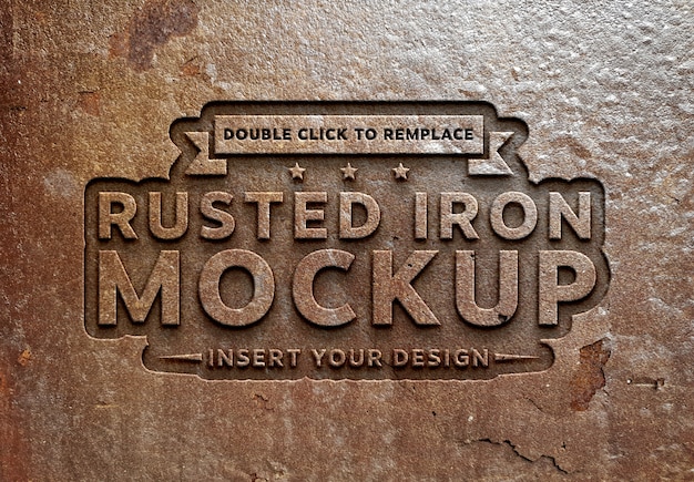 Mockup effetto testo in metallo arrugginito