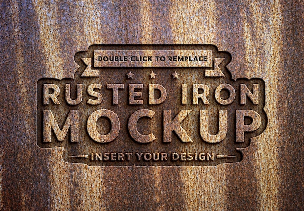 PSD rusted metal text effect mockup