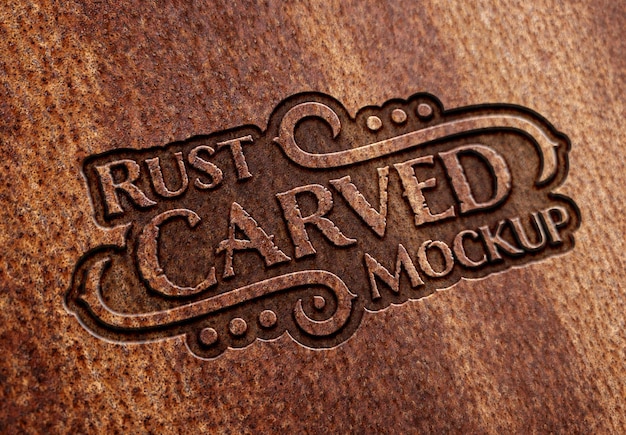 PSD rusted metal text effect mockup