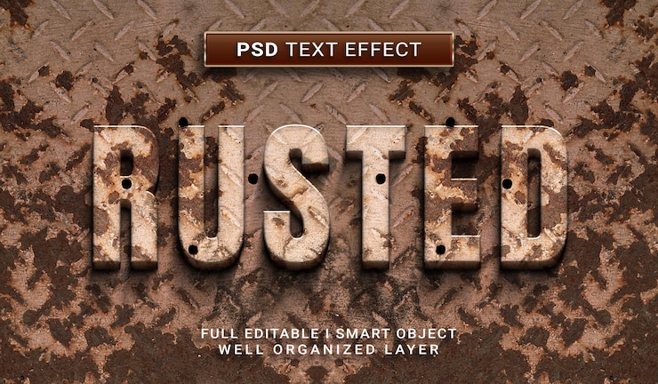 PSD rusted psd editable text effect
