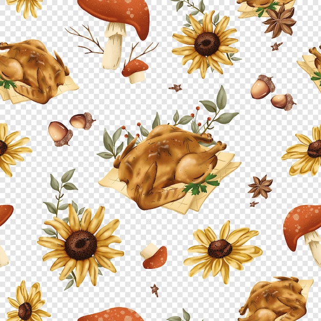 PSD rustic autumn fall pattern with fall leaves seasonal foliage elements png pattern tile