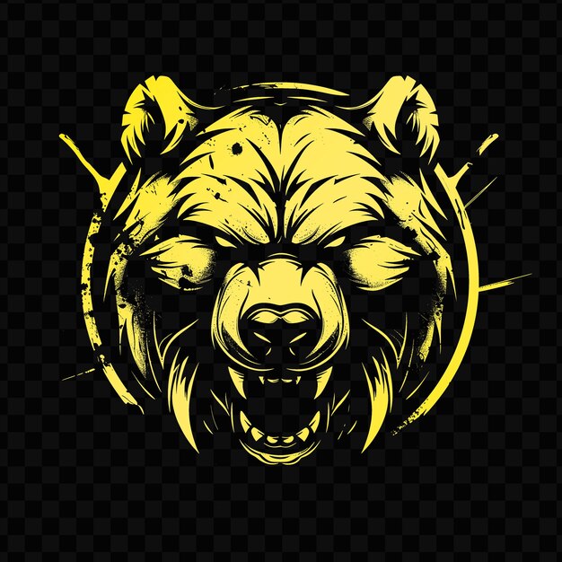 PSD rustic bear logo z dekoracyjnymi pazurami i zaciekłym expressi psd vector craetive simple design art