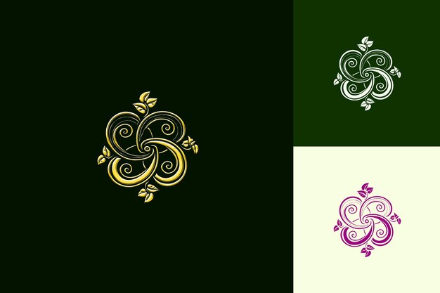 PSD rustic celtic triskele logo met spiralen en bladeren voor deco creatieve abstrakte vectorontwerpen