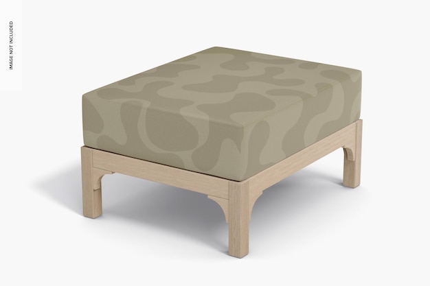 PSD rustic ottoman mockup, left view