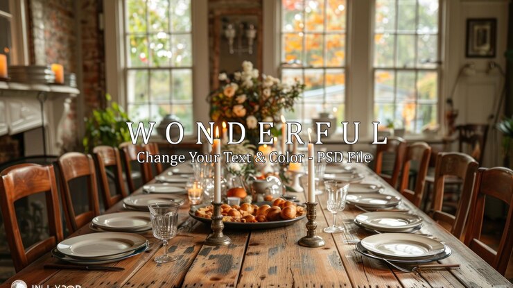PSD rustic thanksgiving table setting