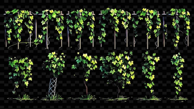 PSD rustic vineyard trellises pixel art with geometric shapes us creative texture y2k neon item designs