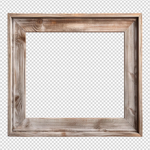 PSD rustic wooden frame isolated on transparen background