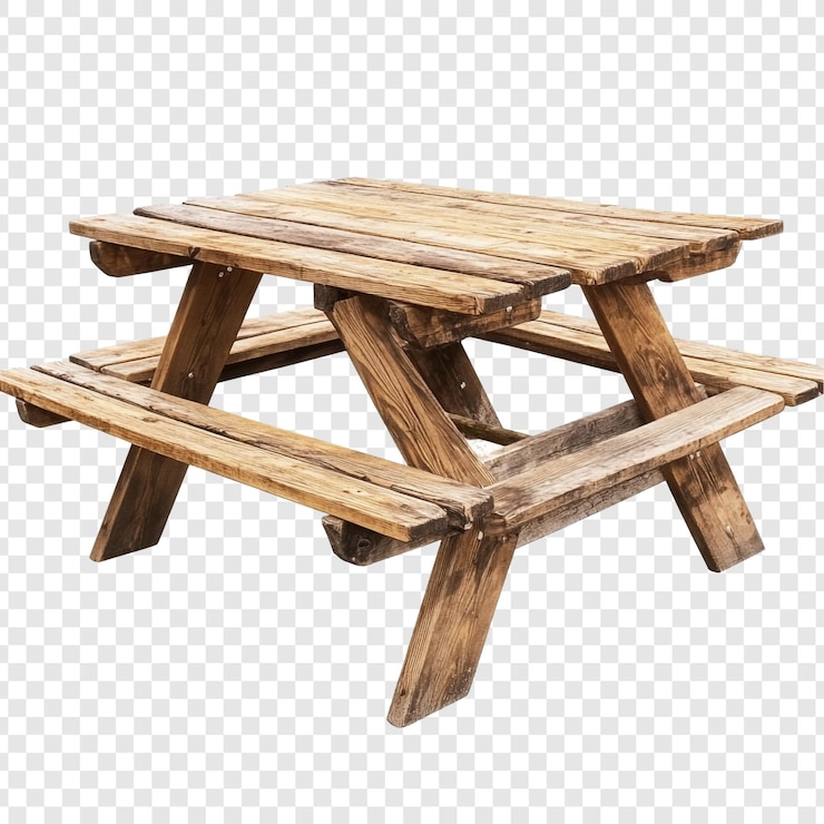 PSD rustic wooden picnic table