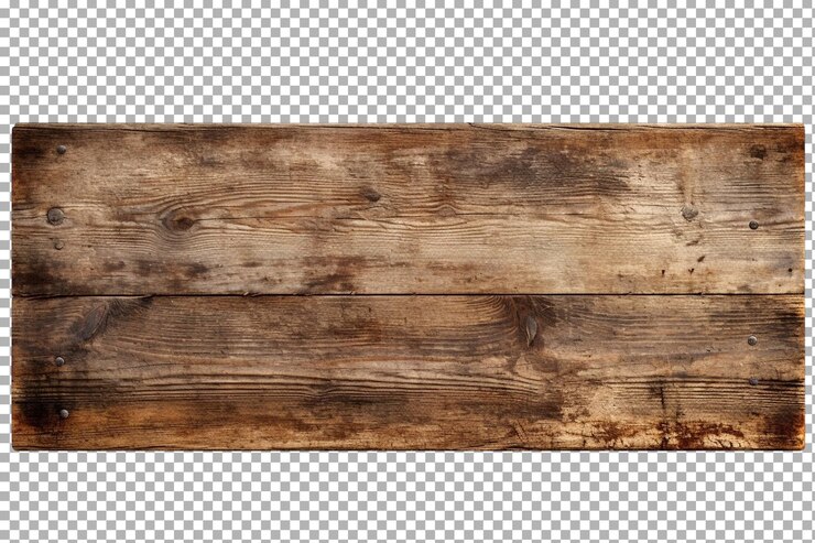 PSD rustic wooden plank with natural grain patterns suitable for various artistic and construction projects on a white or clear surface png transparent background
