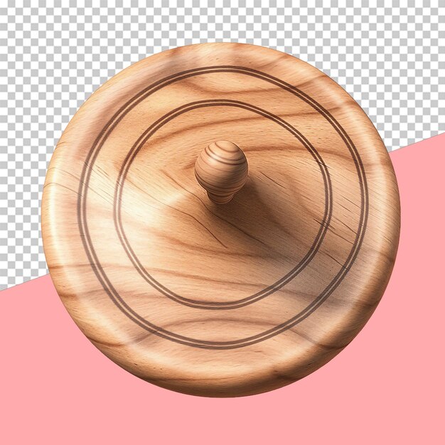 PSD rustic wooden spinning top isolated object transparent background