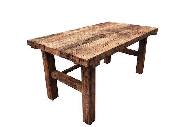 rustic wooden table isolated on white background studio product photo aig57