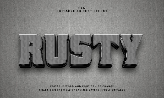 Rusty 3d Editable psd Text Effect Style with background