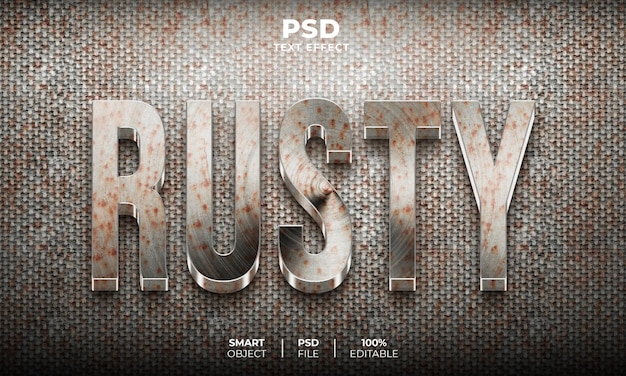 PSD Ржавый 3d редактируемый текстовый эффект