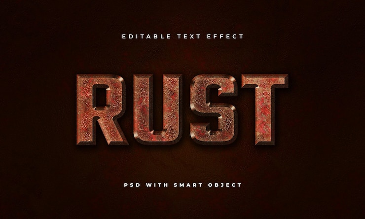 PSD rusty editable text effect template