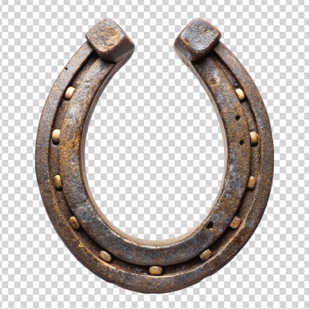 PSD a rusty horseshoe hanging on transparent background