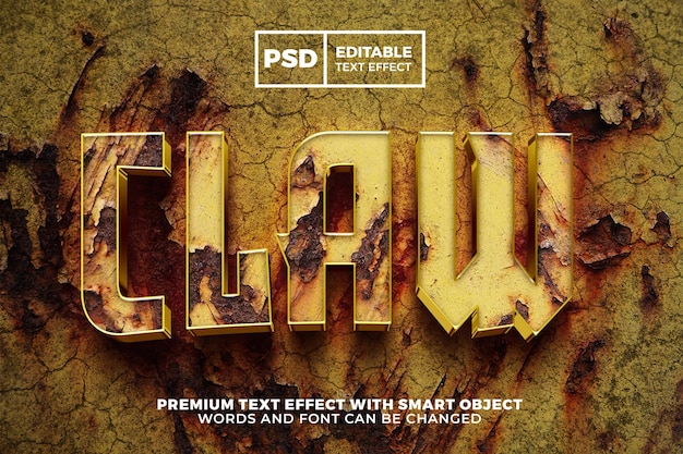 Rusty iron claw 3d editable text effect