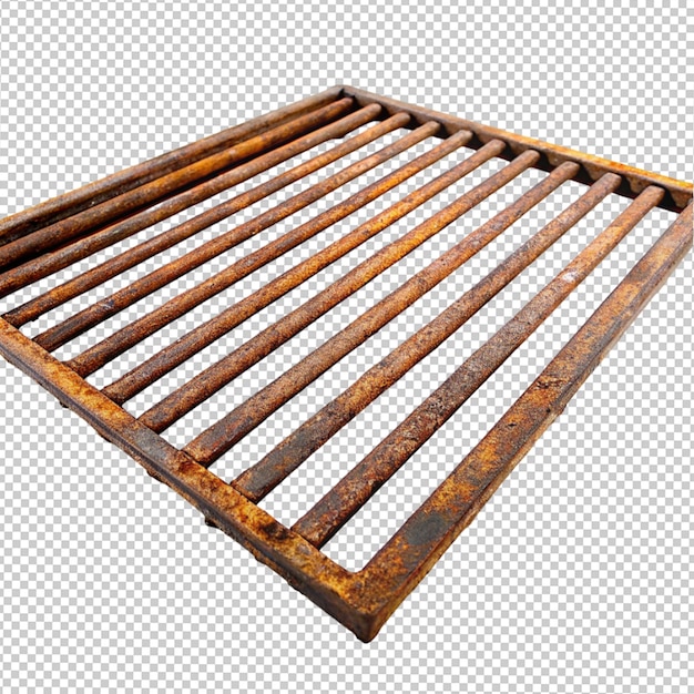 PSD rusty iron grate on transparent background