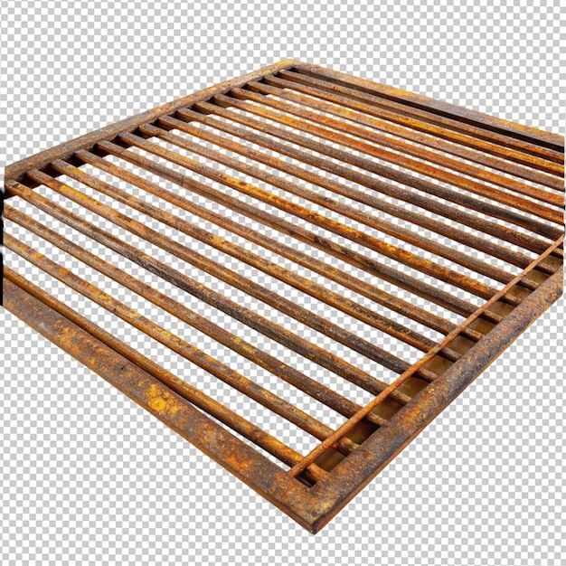 Rusty iron grate on transparent background
