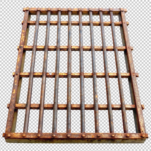 PSD rusty iron grate on transparent background