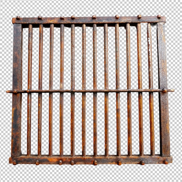 PSD rusty iron grate on transparent background