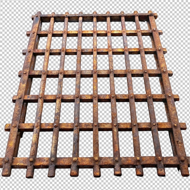 PSD rusty iron grate on transparent background