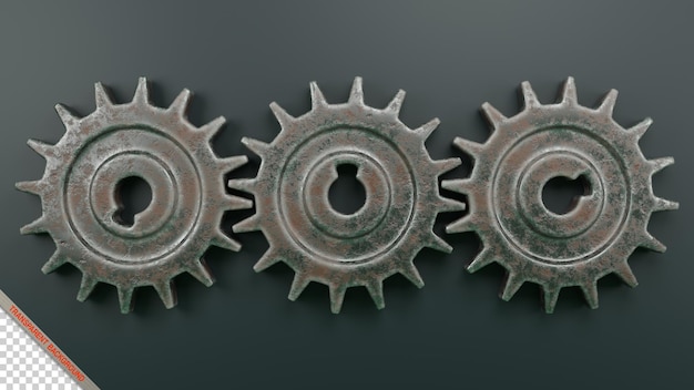 PSD rusty metal gear wheel