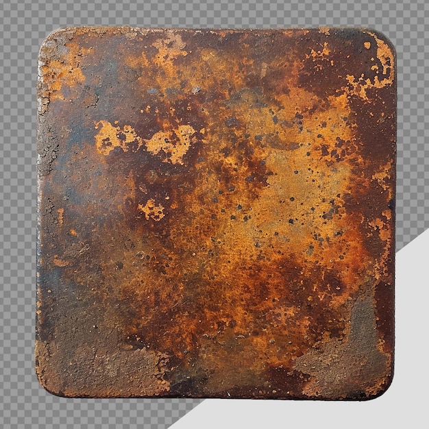 PSD rusty metal plate png isolated on transparent background