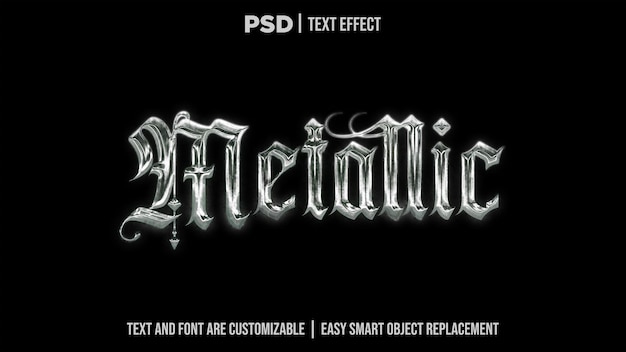 PSD rusty metallic silver medieval kingdom old dramatic editable smart object layer style text effect