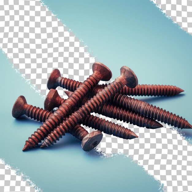 Rusty nails on transparent background