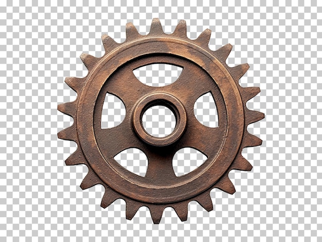 PSD rusty old cog wheel isolated on transparent background png psd