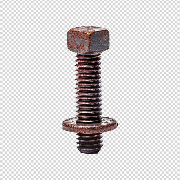 PSD rusty screw isolated on transparent background