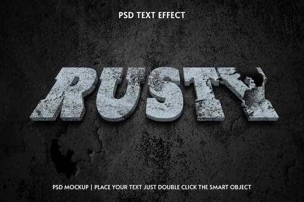 rusty text effect psd with smart object