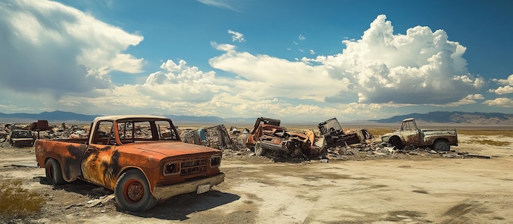 PSD rusty truck in the desert