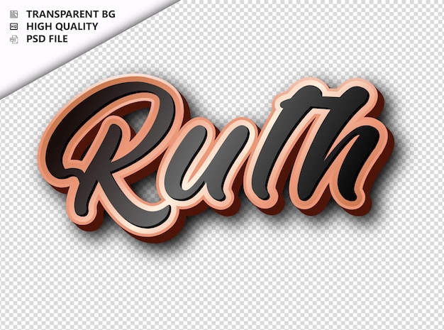 PSD ruth typography text bronze black psd transparent