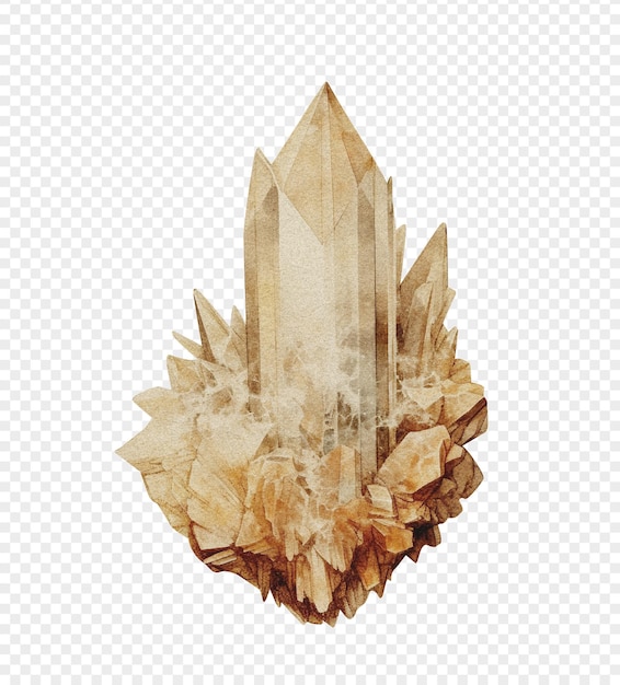 Rutilated mineral on transparent background oldstyle vintage illustration