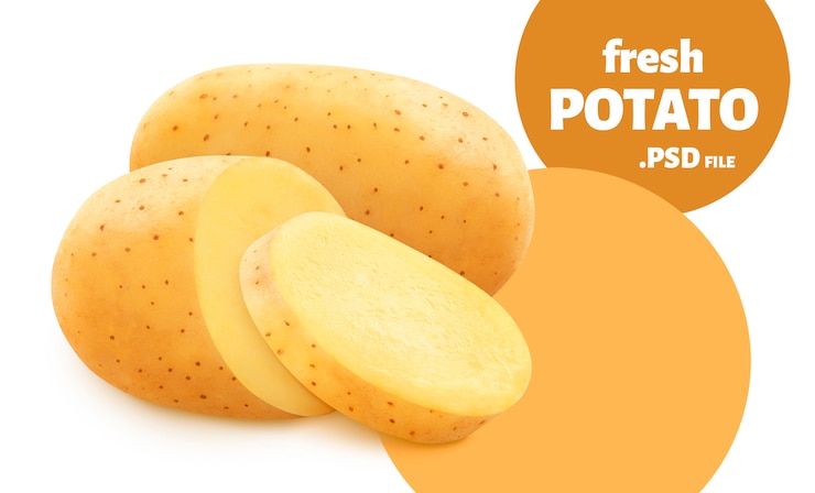 PSD ruwe aardappel die op witte muur wordt geïsoleerd