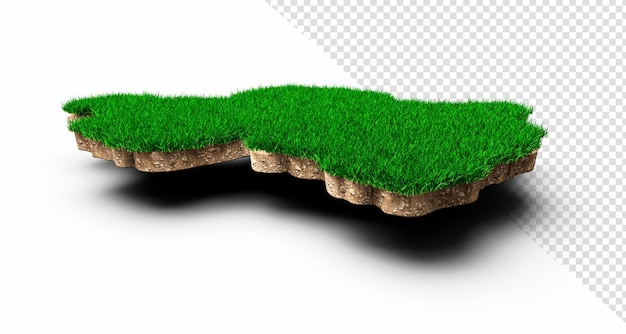 PSD Карта геологии почвы руанды с зеленой травой и текстурой почвы скал 3d иллюстрация