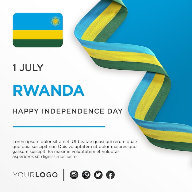 PSD rwanda national independence day celebration banner national anniversary social media post template