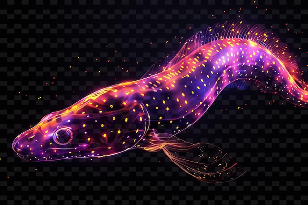 PSD ryba z świecącym ogonem i świecącą gwiazdą