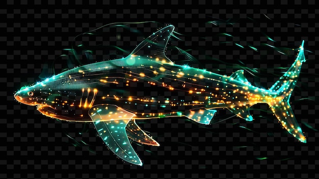 PSD ryba z świecącymi światłami na plecach
