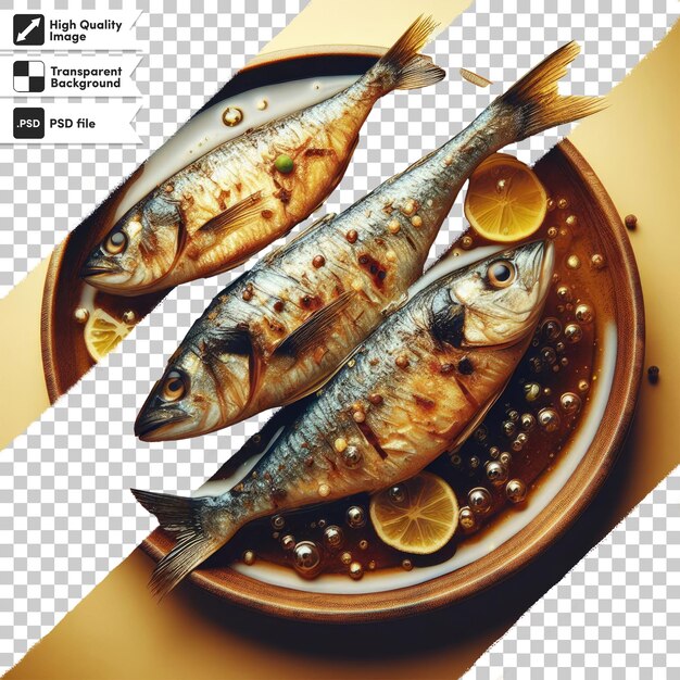 PSD ryby psd na talerzu z warzywami i ryżem na przezroczystym tle