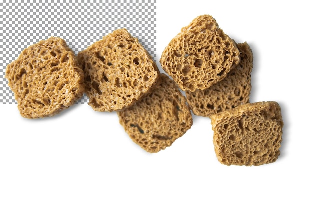 PSD rye toast bread with salt isolated on transparent background