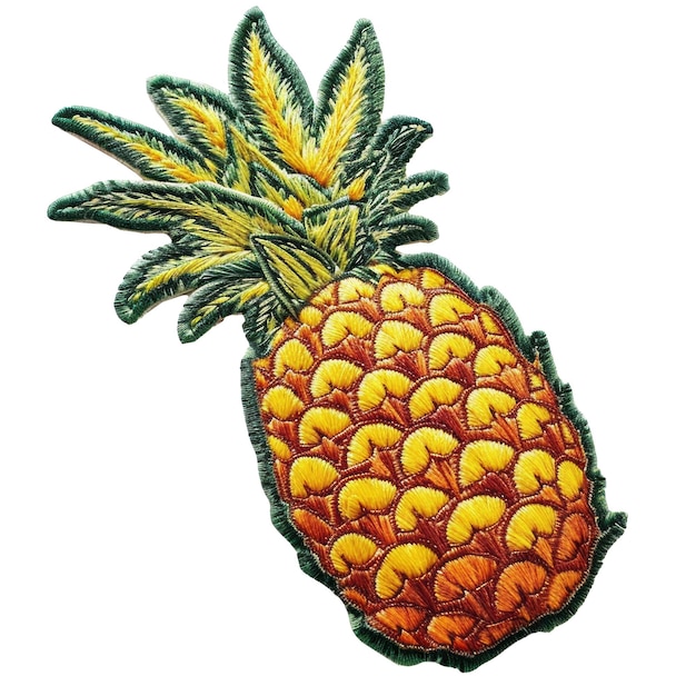 PSD rysunek ananasu z żółtym szczytem, na którym jest napisane ananas
