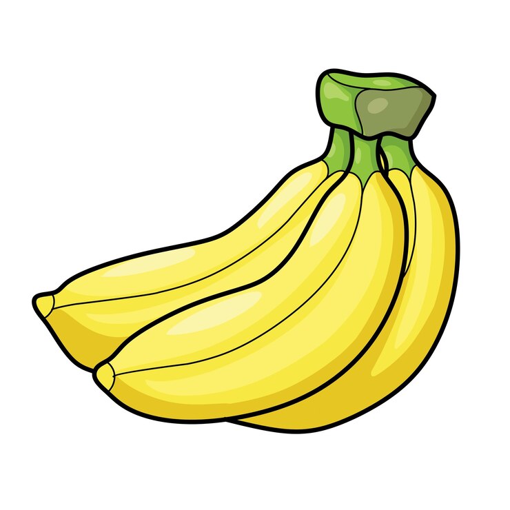 PSD rysunek bananów ze słowem banan na dole.