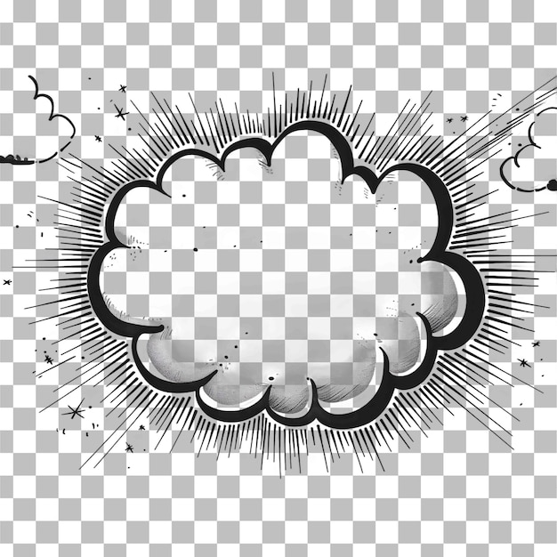 PSD rysunek chmury z słowem chmura na przezroczystym tle