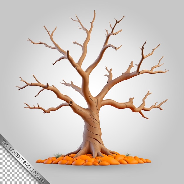 PSD rysunek drzewa z drzewem z pomarańczowymi kulami