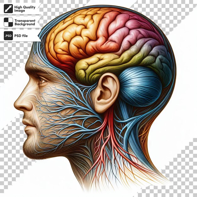 PSD rysunek ludzkiej głowy z słowem mózg