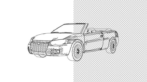 rysunek odręczny samochodu i szkic czarno-biały.